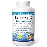 Natural Factors, RxOmega-3 Fish Oil, Pharmaceutical Grade, 1260 mg Omega-3 Per Serving, No Fishy Aftertaste, 240 Count (Pack of 1)