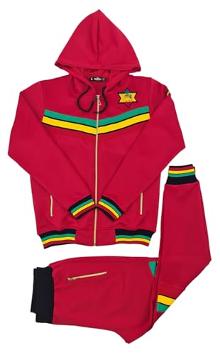 Survêtement à capuche rasta homme ensemble urbain stripes lion