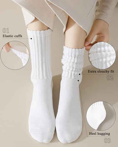 3 Pairs Slouch Socks for Women Soft Mid Calf Rib Scrunch Crew Tube Socks3