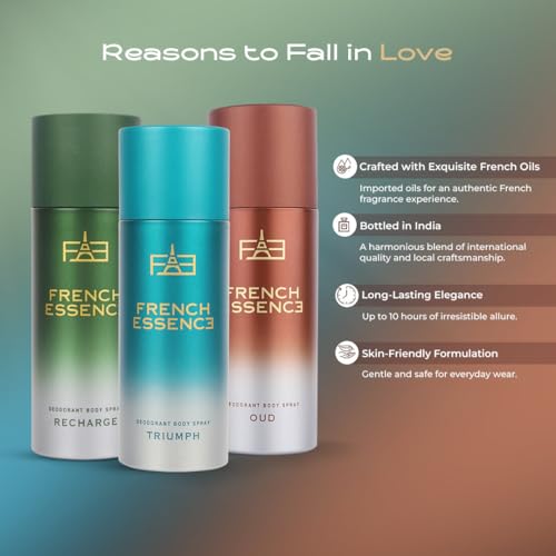 Image of FRENCH ESSENCE Deo Combi Pack Triumph, Oud & Recharge Deo Body Spray 50Ml Each For Men Deodorant Spray - For Gents