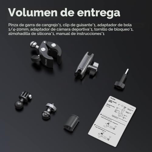 Soporte de tubo para grabar en moto con cámaras de acción en aluminio 6
