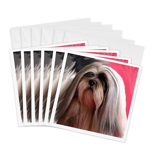 Cartes de vœux Lhasa Apsos Portrait 3dRose 6 pièces à offrir aux passionnés