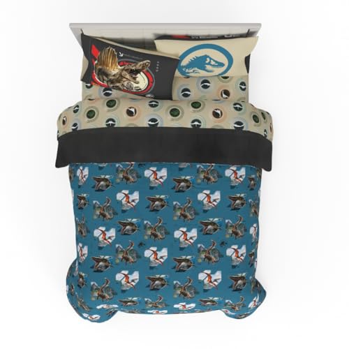 Image of Jurassic World Rebirth Kids Bedding Super Soft Cozy Microfiber Comforter and Sheet Set, 5 Piece Full Size, (Officially Licensed Product) By Franco