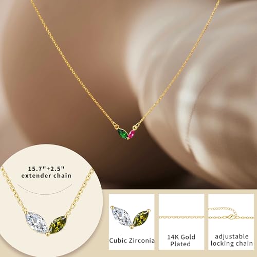 Birthstone Necklace for Women Dainty Gold Necklace with 2 Birthstone Christmas Stocking Stuffers Teen Girl Gifts Trendy Stuff Birthday Gift Moms 2025 Graduation Gift Adjustable Anniversary Jewelry for Daughter Girlfriend Friend