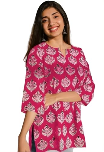 Image of Women's Short Kurti in TopsTunic Rayon Cotton Blend | Ladies Ethnic Tunic