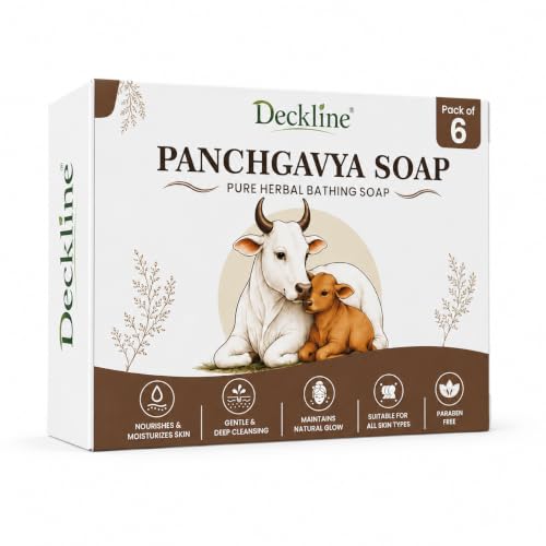 Image of Organic Panchgavya Soap (Pack of 6) Enriched with Cow Milk & Ghee | Handmade Natural Chemical Free Bathing Bar for Purifying, Nourishing & Glowing Skin | Ayurvedic Skin Detox Soap for Daily Use
