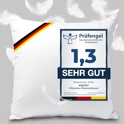 Made in Germany Daunenkissen 80x80 cm - 3-Kammer Daunenkissen...
