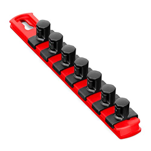 Image of Ernst Manufacturing 8-Inch Magnetic Socket Organizer with 7 1 /2-Inch Twist Lock Clips, Red (8412M-Red-1 /2)