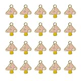 GBAHFY 20 PCS Mushroom Pendant Charm for Jewelry Making Alloy Enamel Mushroom Charms with Holes Red