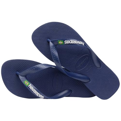 Image of Havaianas Kid's Brazil Logo Flip Flop Sandal, Navy Blue, 10 M US Toddler