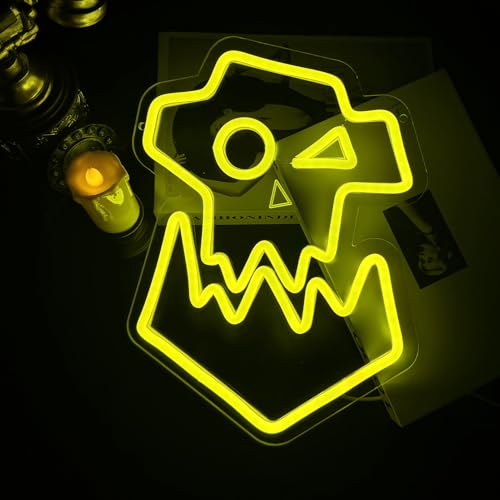 Image of War-Ork LED Neon Sign - Waaaaagh Gaming Room Decor for Men, USB Powered Yellow Skin Orc Neon Light for Bedroom Man Cave Wall Decoration, 17x13 Inch