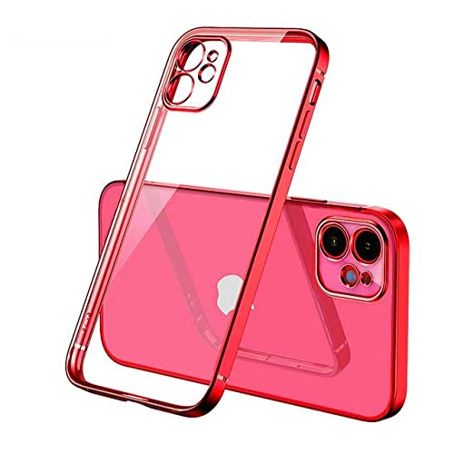 Coque silicone à cadre carré pour iPhone 7 et 8 arrière transparent rouge
