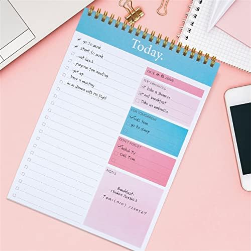 To Do List Pad - Daily Planner Notepad Undated 52 Sheets Tear Off , 6.5" x 9.8" Checklist Productivity Organizer with Hourly Schedule for Tasks