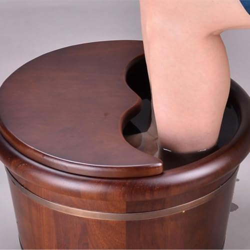 Cubeta de baño para pies de madera con tapa miniatura 7