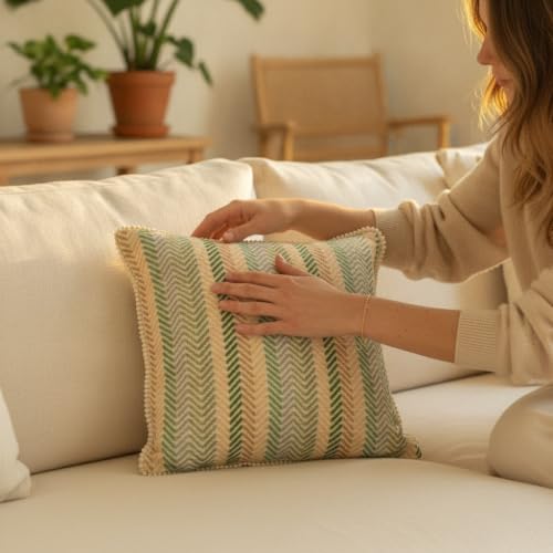 Image of Palm Stories Cushion Cover Set Decorative Pillow Cover & Throws for Living Room & Bedroom, Cushion Cover & Throws (Zig Zag)