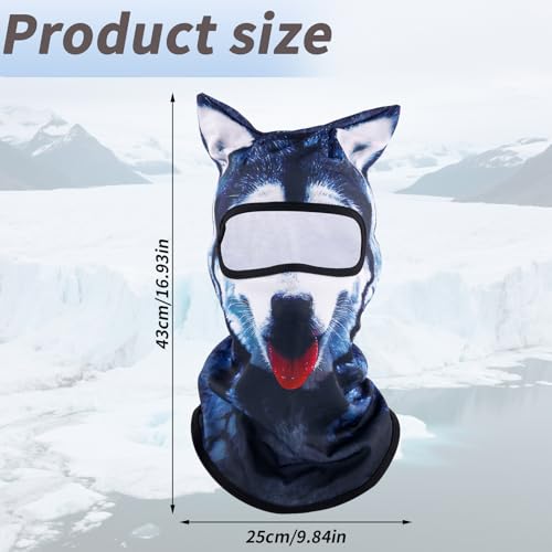 Mikovivi 3D Husky Sturmhaube Ski, Atmungsaktiv Skimaske Tier Lustiger Hund Sonnenschutz Gesichtsmaske Sonnenschutz für Motorrad Radfahren Musikfestivals Raves Outdoor Aktivitäten