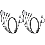【4-in-2 Charger for Multiple Devices】This 4-in-2 charging cable is equipped with Type C/USB A input port and four output ports compatible with Type-C, Ligntning, Micro and iWatch respectively. This multi-function charging cable is compatible with Typ...
