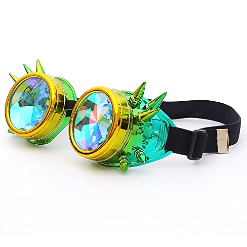 Image of 3-5 Days Delivery Kaleidoscope Rave Rainbow Crystal Lenses Steampunk Goggles