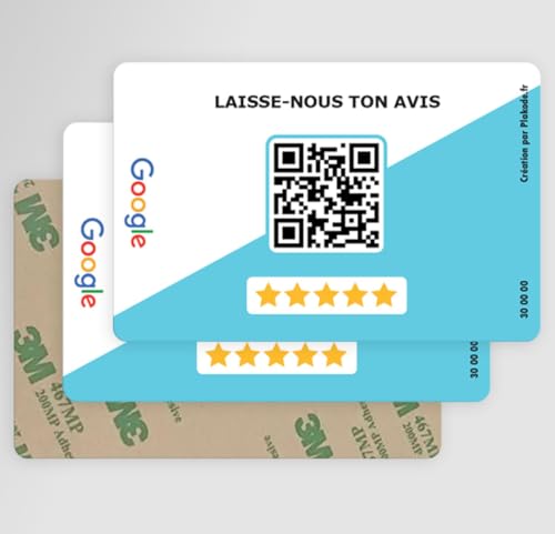 Plakode Tarjeta QR Código con Adhesivo - Recoger Opiniones de los Clientes Fácilmente, Formato Tarjeta de Visita, Ideal para Restaurantes y Tiendas - Comentarios de Google (Dellos)