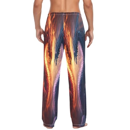 Red Blue Dragon A Men's Pajama Pants Lightweight Sleepwear Bottom Lounge Pants3