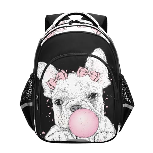 Sac à dos bouledogue français anti-choc pour ordinateur 16,9 pouces ado et adulte