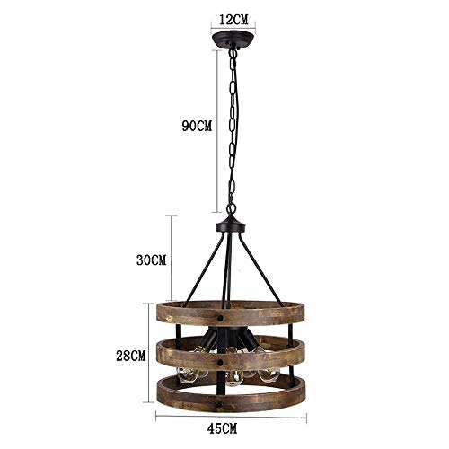 Lustre à LED suspendu en bois de style industriel rétro chic - 6