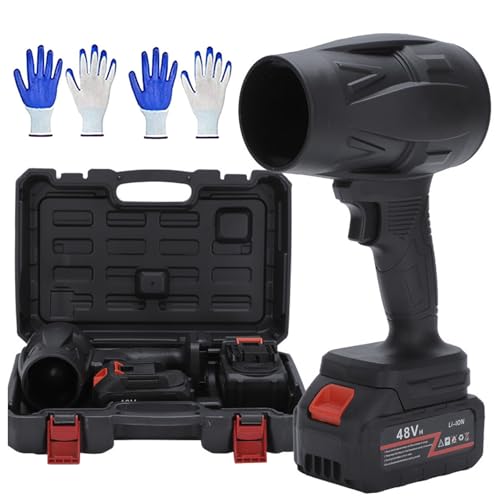 Soplador de Hojas, Air Blower, Soplador de Hojas Inalámbrico, Soplador de Hojas de Mano de 48V con 2 Baterías, para Secar, Limpiar y Quitar Nieve