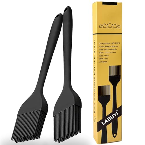 2 Stück 21cm Backpinsel,Silikonpinsel,Backpinsel Silikon,Silikonpinsel Küche,Pinsel Küche,Silikon Pinsel,Grillpinsel,Pinsel Backen,Spülmaschinengeeignet,für Backen,Kochen,Grillen