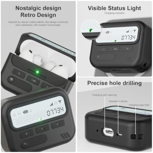Image of for AirPods Pro 3 Case with Safty Lock,Retro Inspired Pager Style (Black)
