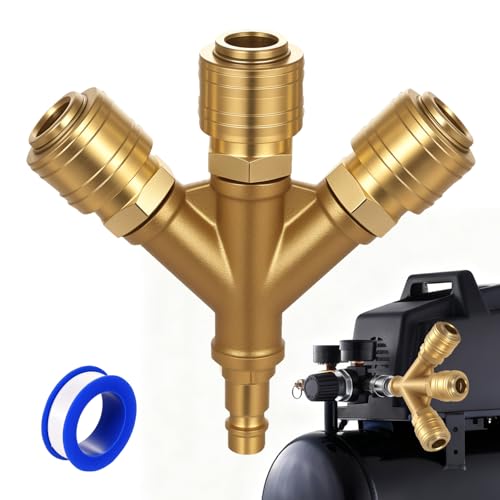 Collecteur Air 1/4", Raccord Air Comprimé g1/4, Répartiteur en Y à 3 Voies en Laiton, raccord compresseur rapide en Y manuel