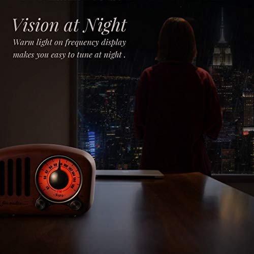 Image of PRUNUS J-919 Retro Bluetooth Speaker Radio with Bass Enhancement Sound Loud Volume BT5.0(Cherry Wood)