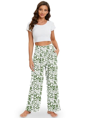 Image of Gracyoga Wide Leg Yoga Pants for Women Casual Loose Cozy Sweatpants High Waisted Lounge Pajama Flowy Pants With Pockets