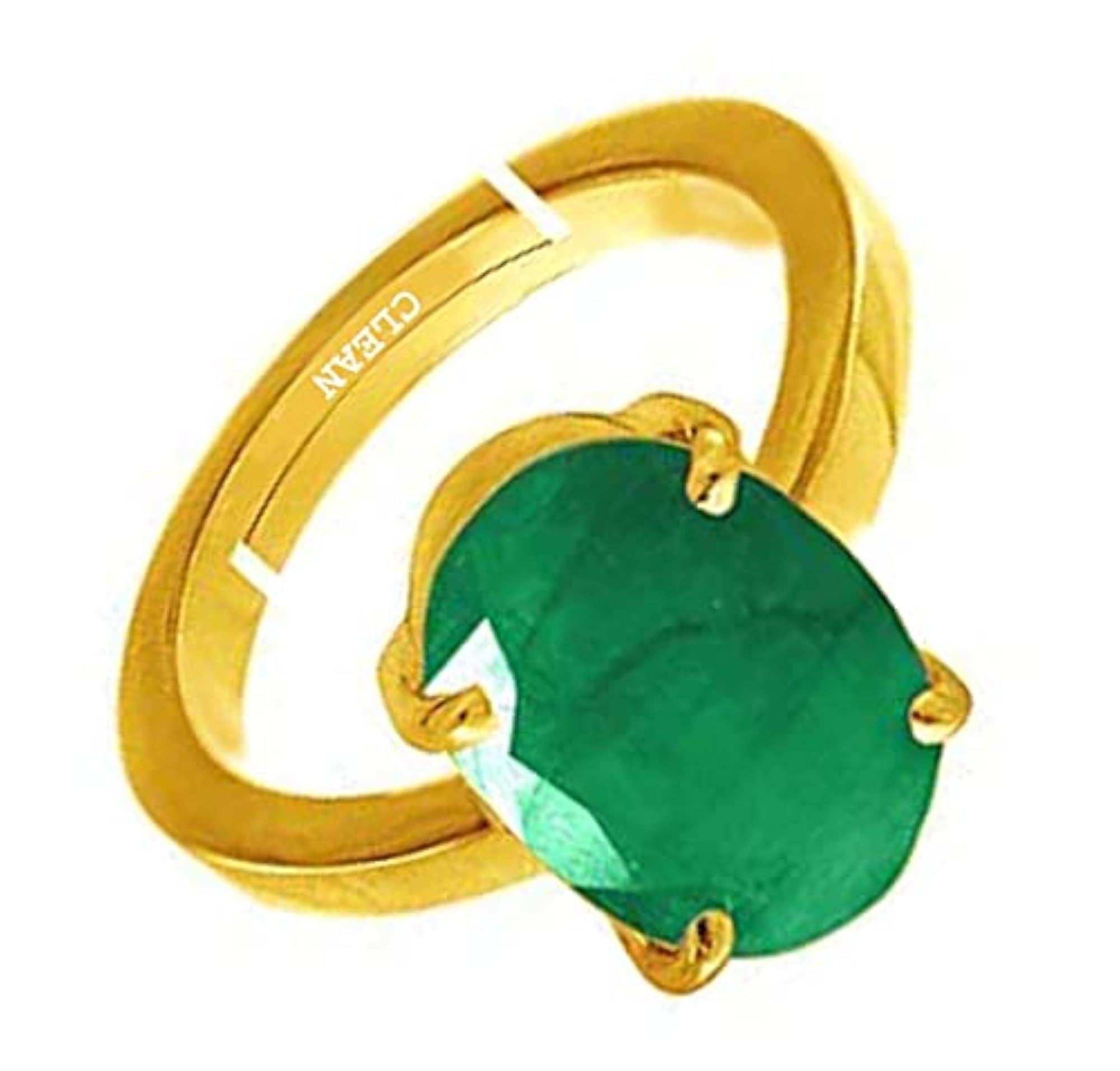 Emerald 9.25 Ratti Gold Plated Adjustable Ring, Unisex