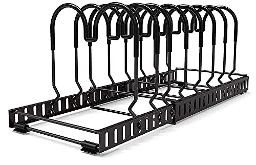 12 Adjustable Dividers Pot Lid Organizer Rack, Expandable Pan Holder for Kitchen Counter and Cabinet