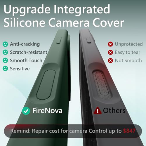Image of FireNova Magnetic for iPhone 17 Pro Case, Compatible with MagSafe, [Integrated Silicone Camera Control Button] [Camera Protection] Anti-Scratch Microfiber Lining Phone Case, 6.3 inch, Alpine Green