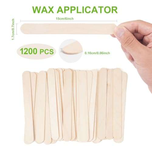 Image of 1200 Pieces Large Wooden Wax Sticks, 6-Inch Wood Waxing Sticks Wax Spatulas Applicator, Wood Craft Sticks for Body Hair Removal, Tongue Depressors, Wooden Ice Pop Sticks