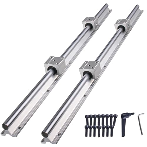 CNCYEAH Riel lineal, 2 unidades de carriles de guía de 800 mm, juego de deslizamiento con 2 ejes de guía lineal y 4 bloques de rodamientos SBR20UU, juego de guías para tornos (SBR20-800 mm)