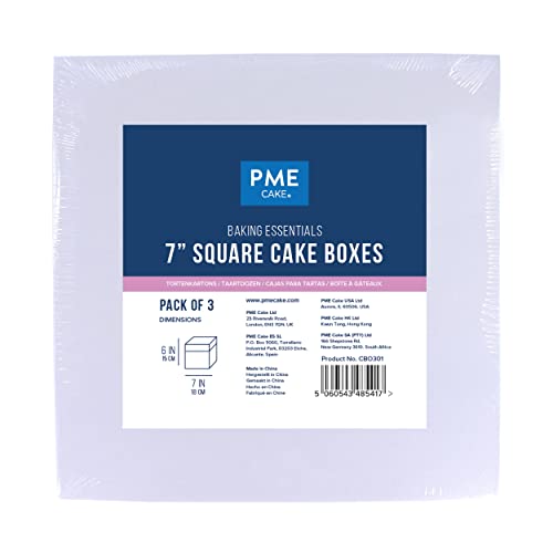 PME Baking Essentials - Square Cake Box 17 cm / 7-inch, Set of 3, White, 7 x 7 inches - Image 4