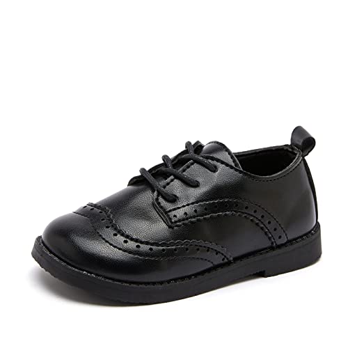 Lennuoma Boy's Girl's Classic Black Matte Lace-Up School Formal Oxford Comfort Dress Shoes Flats (Toddler/Little Kid) (24, Black, Numeric_7) #TOP21