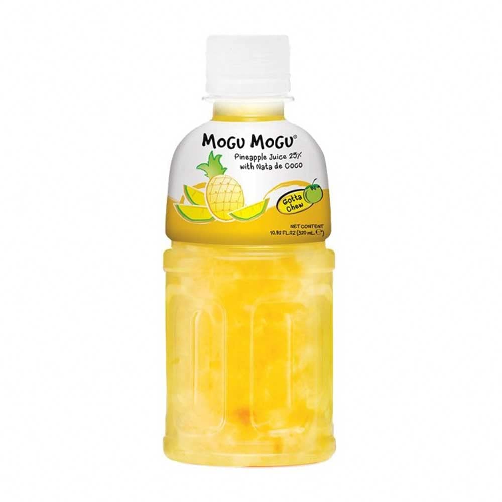 Mogu Mogu Pineapple Drink with Nata De Coco | Refreshing Asian Drinks with Sweet Tropical Flavour | Fun Fruity Mogu Mogu | Coco Jelly Soft Drink | Delicious Fruit Juice | 320ml Bottle - 320 ml (Pack of 1)