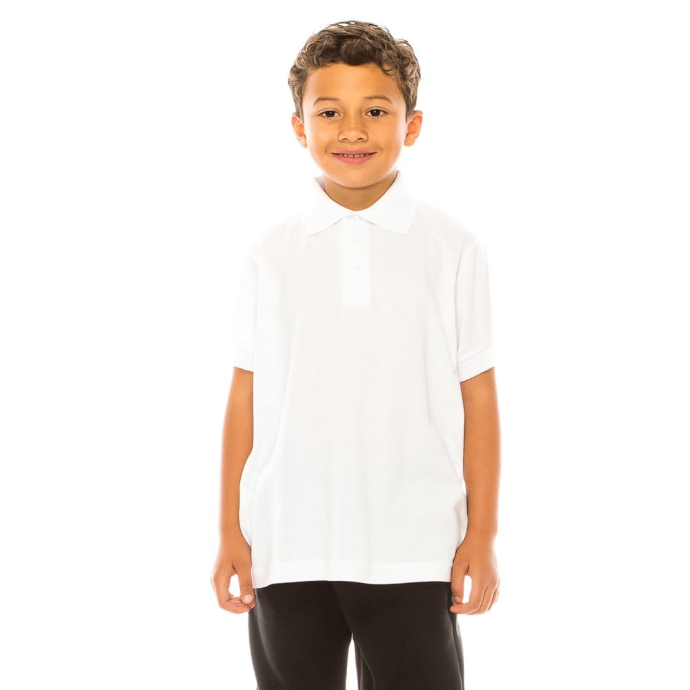 unik Boy's Premium Quality Pique Polo Uniform Shirt Short Sleeve White Sky Blue Navy Hunter Green Burgundy Black Red