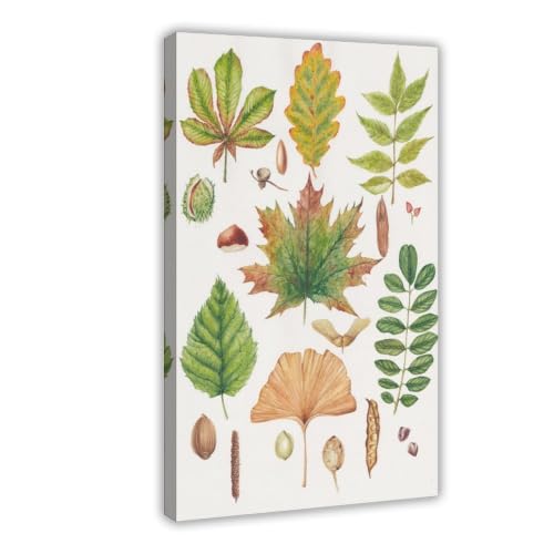 Impression sur toile feuilles de forêt et peinture salon vintage