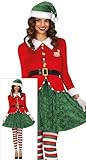 GUIRMA | Disfraz Ayudante de Santa para Mujer (42-44/L) - Casaca, Cinturón, Falda, Gorro y Pantalón - Disfraces de Navidad, Año Nuevo y Fiestas de Papá Noel - Ideal para Adultas - Rojo y Verde