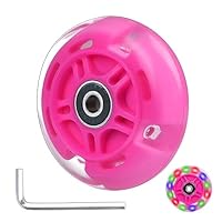 Gladeer 1-Pack 80mm Light Up Scooter Wheel Rear Colorful Led Flashing Replacement Wheel for 3-Wheeled Kid Scooter (Pink)