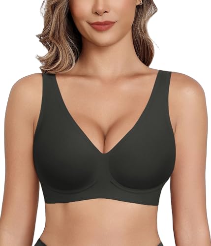 Image of Avidlove Wireless Bras for Women Comfortable Jelly Bra Deep V Seamless Bralette Full Coverage Padded Bralette Everyday