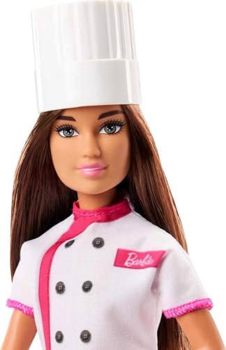 Boneca Barbie Profissões Chefe Confeiteira, corpo Petite, Morena com Acessórios HKT67 Mattel