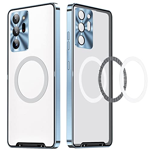 Coque Samsung S21 magnétique et antichoc avec protection aluminium bleu