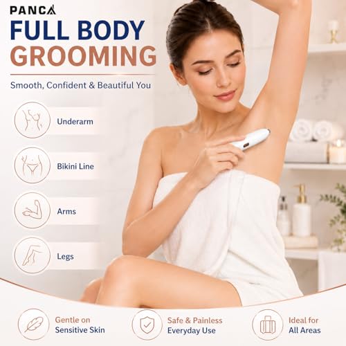 Image of PANCA Rechargeable 3-in-1 Women Trimmer | Multipurpose Facial Hair Remover for Face, Eyebrows, Upper Lip, Underarms & Bikini | Painless Electric Hair Removal Machine | USB Rechargeable | White