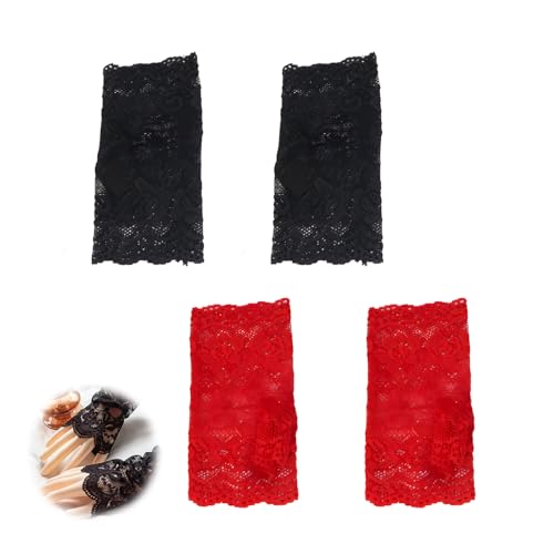 Lot de 2 Paires de Mitaines en Dentelle, Gants en Dentelle Femmes Gants de Mariage Sophistiqués Longueur Gant en Dentelles Sans Doigts Gant en Dentelles pour...