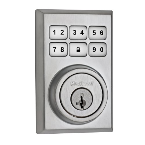 Kwikset 910 Z-Wave Contemporary SmartCode Electronic Touchpad Deadbolt, featuring SmartKey in Satin Chrome, Works with Alexa via SmartThings or Wink